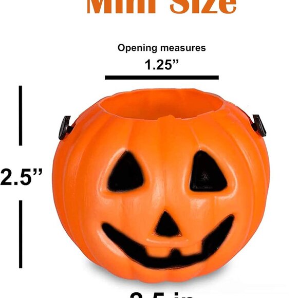 24 Pack Mini Pumpkin Trick or Treat Buckets Bulk Halloween Candy Holders Contain - Picture 3 of 9